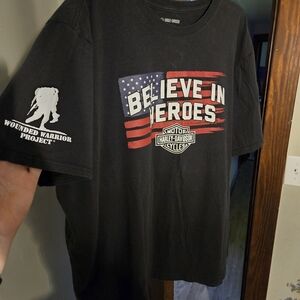 Harley Davidson Size 3XL wounded warrior tribute shirt w/ american flag
